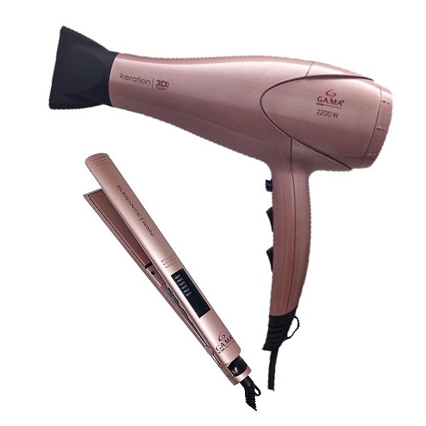 KIT GAMA - SECADOR CABELO KERATION 3D PRO 2200W 220V + CHAPINHA ELEGANCE LED KERATION PRO 230ºC BV