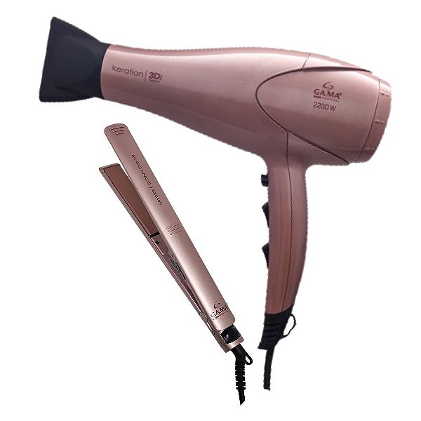 KIT GAMA - SECADOR CABELO KERATION 3D PRO 2200W 220V + CHAPINHA ELEGANCE KERATION 220ºC BV