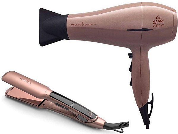 KIT GAMA 127V - SECADOR KERATION CERAMIC ION 2000W + CHAPINHA X-WIDE KERATION PRO 230°C BV