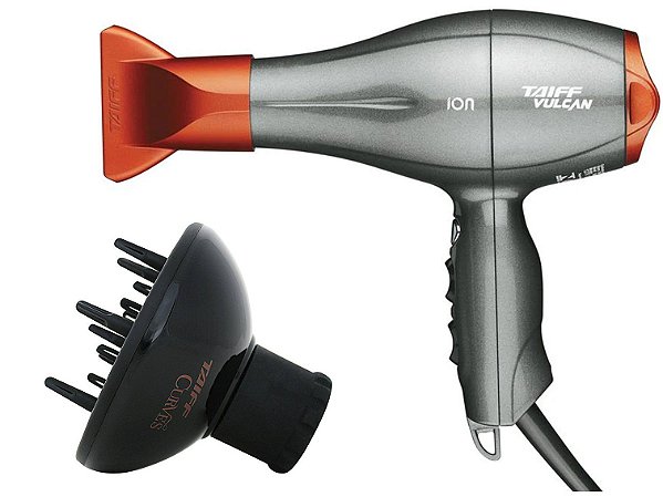 KIT TAIFF 220V - SECADOR DE CABELO PROFISSIONAL VULCAN ÍONS V12 2400W + DIFUSOR DE AR CURVES