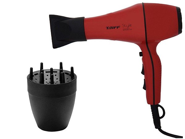 KIT TAIFF - SECADOR PROFISSIONAL STYLE RED 2000W 127V + DIFUSOR DE AR NOVO SMART