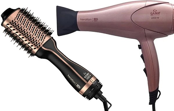KIT GAMA KERATION 220V - SECADOR 3D PRO 2200W + ESCOVA SECADORA MODELADORA STYLISH BRUSH 3D 1200W