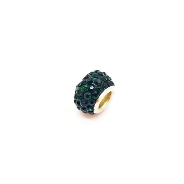 Berloque murano strass verde folheado