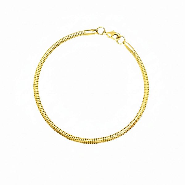 Pulseira berloque com fecho lagosta de aço folheada a ouro.