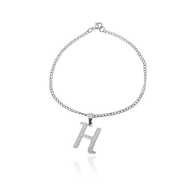 Pulseira de aço com inicial