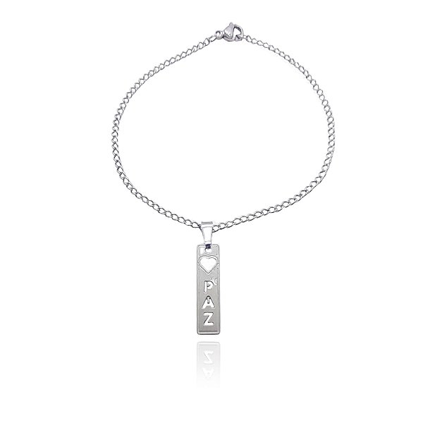 Pulseira com pingente de paz de aço