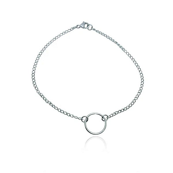 Pulseira com pingente redondo de aço