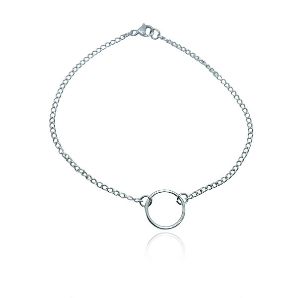 Pulseira com pingente redondo de aço