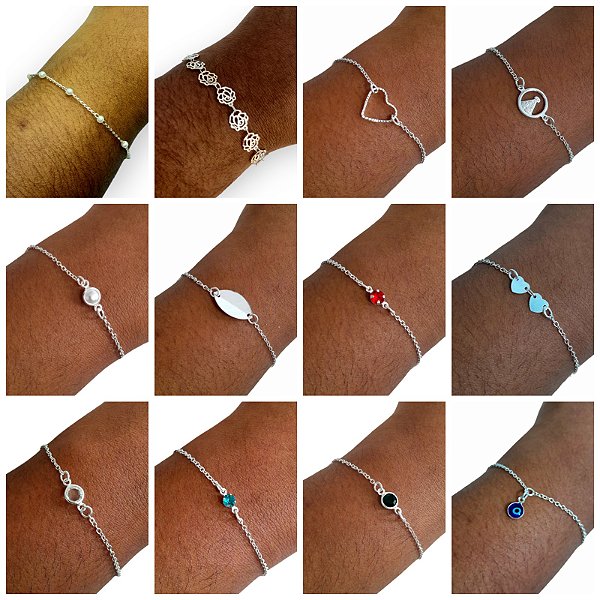Kit atacado de pulseiras folheada a prata