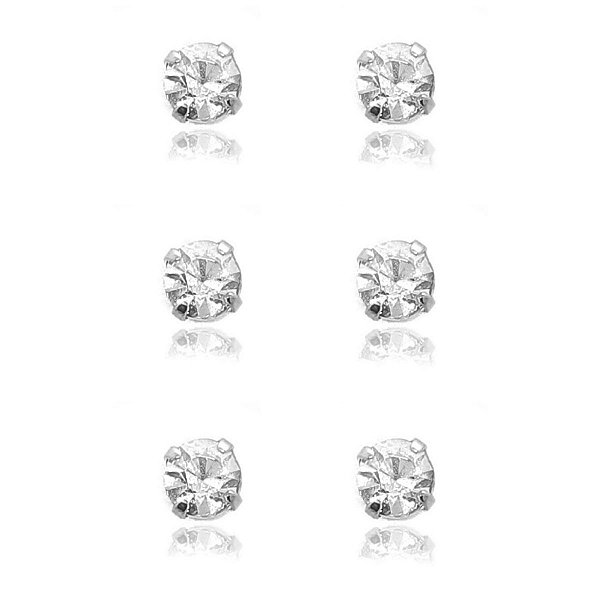 Trio de brinco ponto de luz de aço