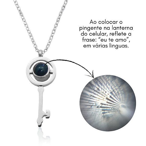 Colar Eu Te Amo em várias linguas de aço