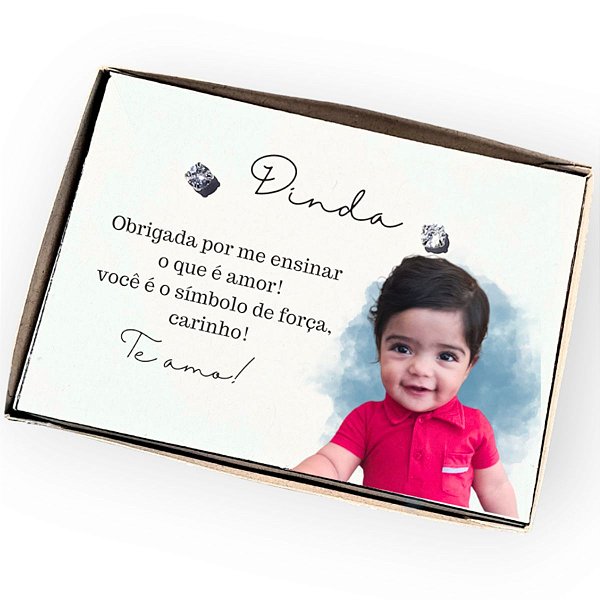 Brinco ponto de luz aço - Caixa presente com Foto Personalizado para Madrinha