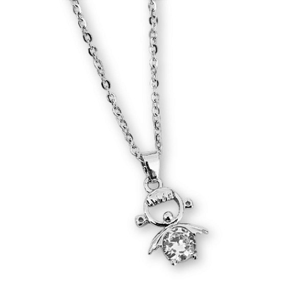 Colar menina com cristal de aço inox