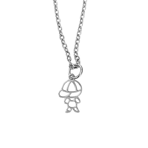 Colar com pingente de menino de boné de aço inox
