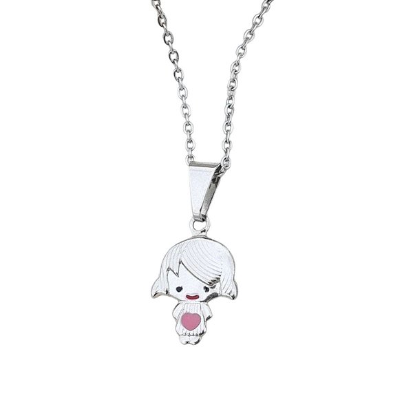 Colar com pingente de menina de aço