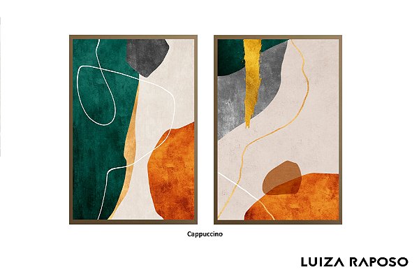 Abstratos Orgânicos em tons quentes e verde ref.014