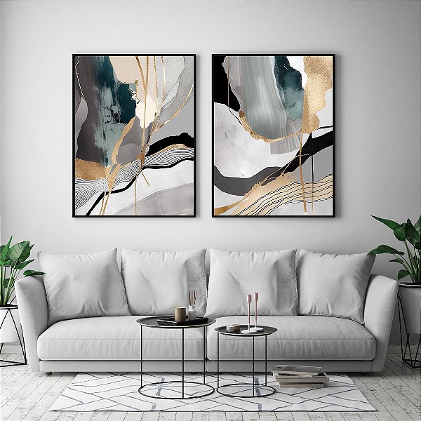 Abstrato cinza e verde ref. 025