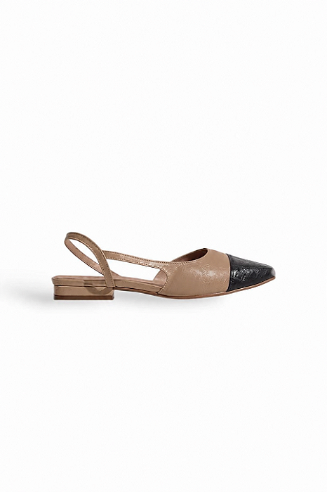 MARIA PAULA - SLINGBACK FEMININO NUDE COM PRETO