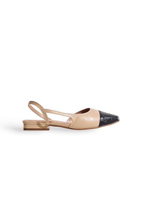 MARIA PAULA  - SLINGBACK FEMININO NUDE COM PRETO