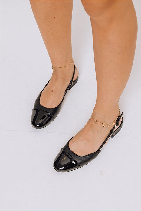 MARIA EUGÊNIA  - SLINGBACK FEMININO PRETO