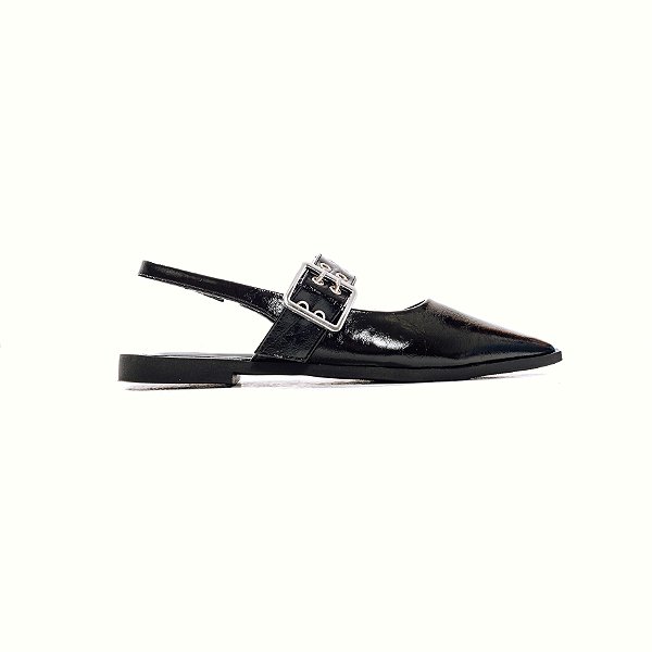 JESSICA  - SLINGBACK FEMININO BICO FINO FIVELA PRETO