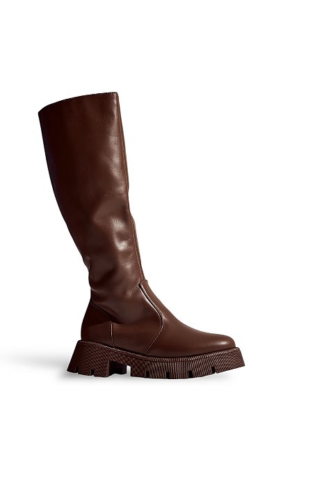 ZUNA - BOTA FEMININA CANO LONGO TRATORADA MARROM