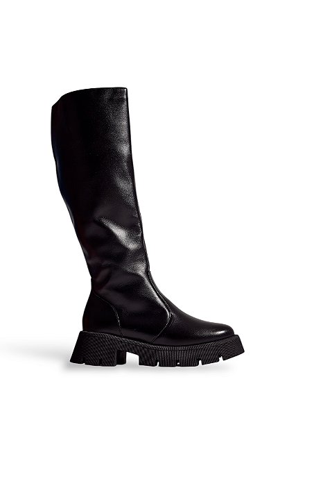 ZUNA - BOTA FEMININA CANO LONGO TRATORADA PRETA