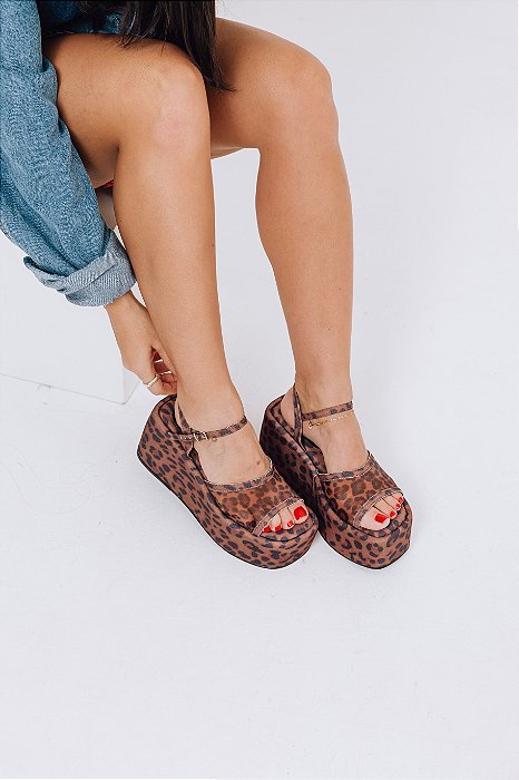 SAVANA - SANDÁLIA FEMININA FLATFORM ANIMAL PRINT