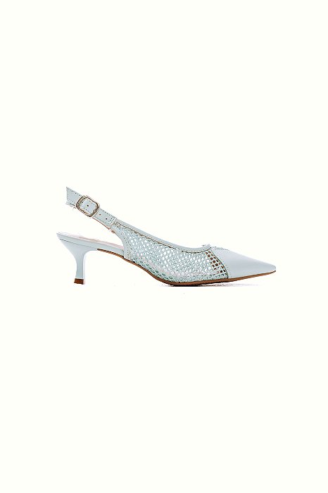 NEW ALICE - SCARPIN FEMININA BICO FINO SALTO KITTEN HEELS TELA SLINGBACK MENTA