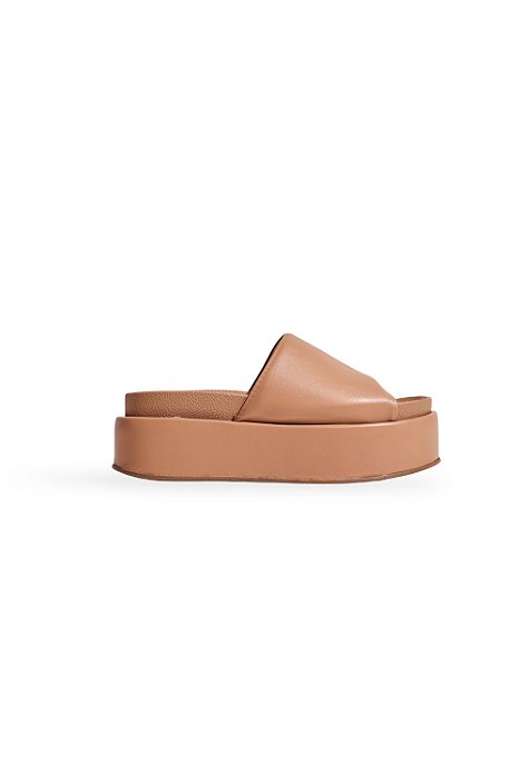 FIFI - TAMANCO FEMININO PLATAFORMA TIRA ACOLCHOADA CAMEL