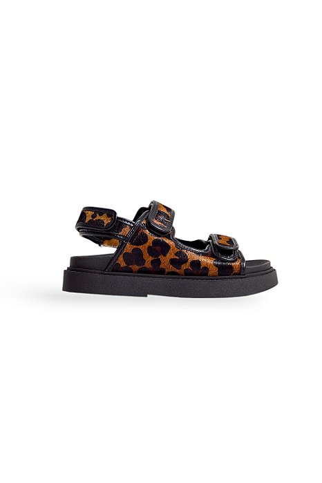 FELINE - PAPETE FEMININA COURO ANATÔMICA VELCRO ANIMAL PRINT