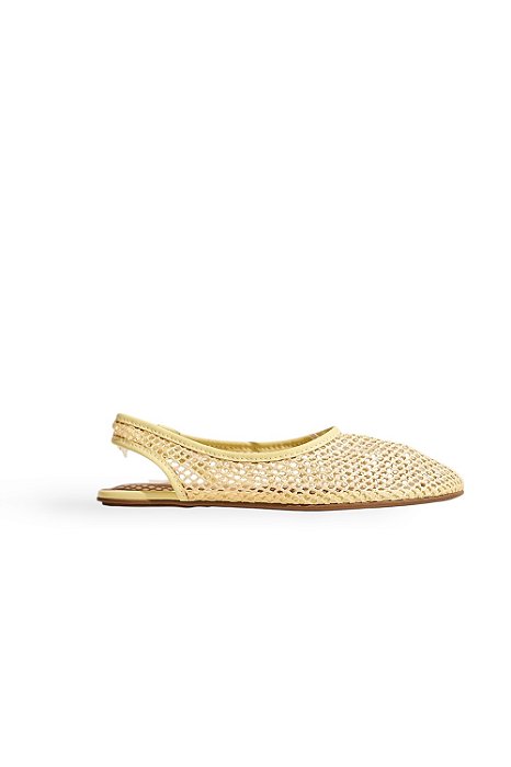 UANA - SAPATILHA SLINGBACK FEMININA BICO REDONDO TELA AMARELA