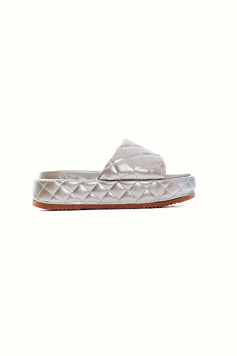 SILA - FLATFORM PAPETE FEMININA MATELASSÊ PRATA