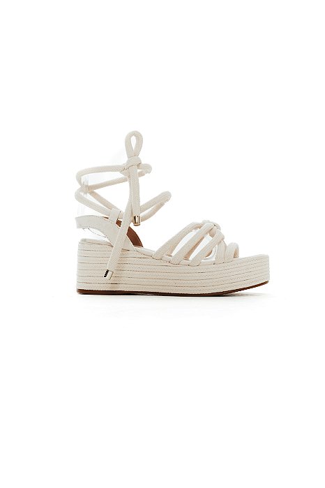 TRANCOSO - SANDÁLIA FEMININA ANABELA CORDA OFF WHITE
