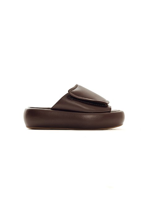 IZZY - PAPETE FLATFORM FEMININA VELCRO MARROM