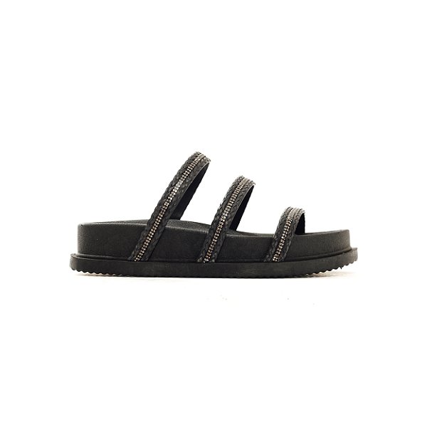 ANY -  PAPETE ANATÔMICA FEMININA TIRAS BRILHO PRETO