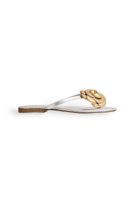 FLORA - RASTEIRA FEMININA FLOR PRATA C/ DOURADO