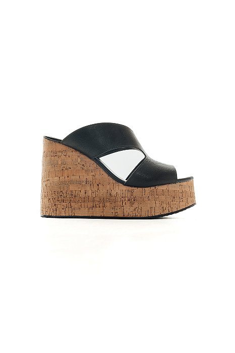 CAMERON  - TAMANCO PLATAFORMA CORTIÇA FEMININO PRETO