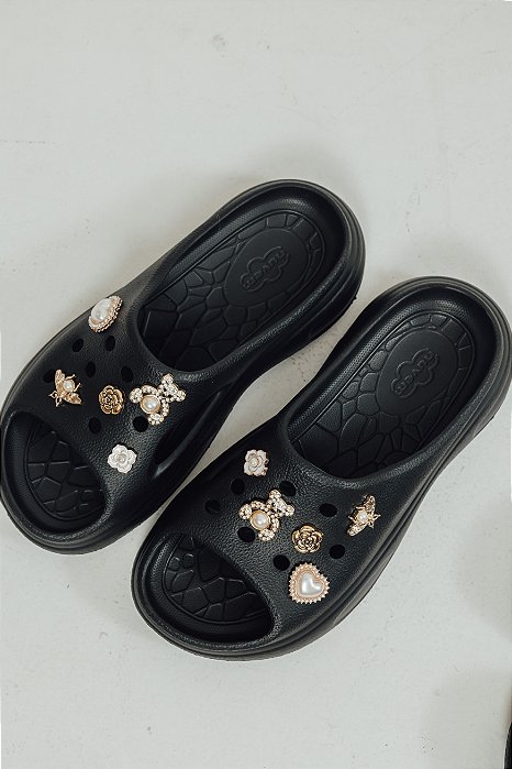 TAI - CHINELO SLIDE FEMININO NUVEM PRETO