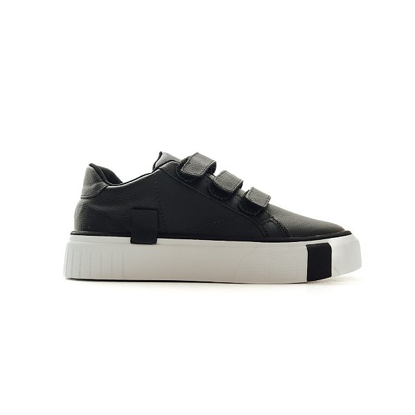 KIRA- TÊNIS FEMININO VELCRO COURO PRETO