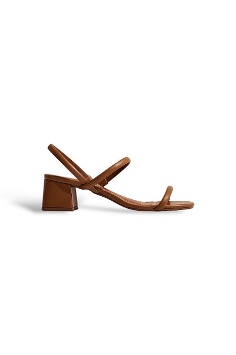 MONIQUE - SANDÁLIA FEMININA SALTO BAIXO CARAMELO