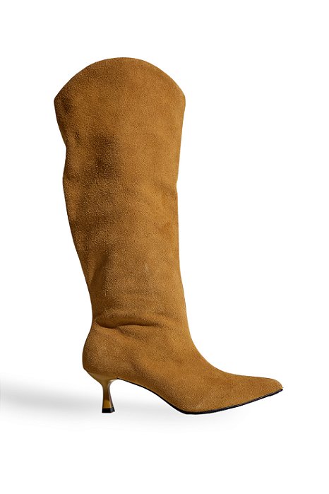 IANCA - BOTA FEMININA 2 EM 1 SALTO BAIXO SLOUCH COURO BEGE