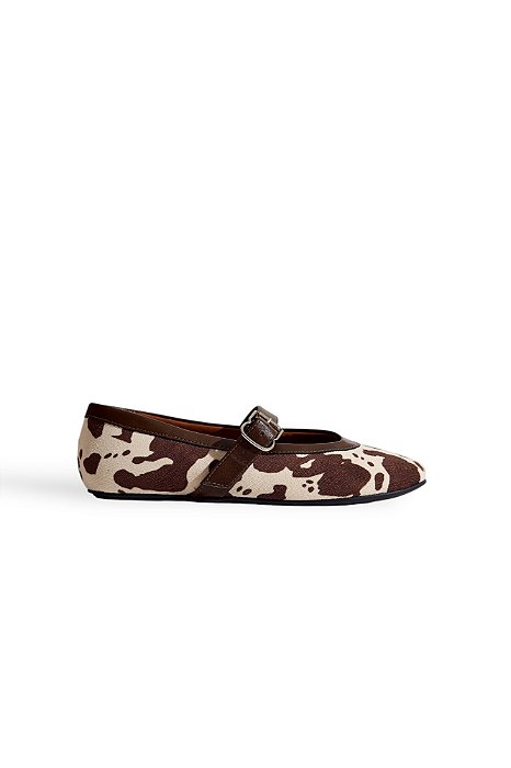 PRÉ-VENDA | MIKA - SAPATILHA  FEMININA BICO REDONDO VACA OFF WHITE/MARROM