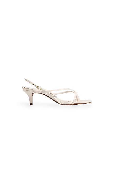 LAUREN - SANDÁLIA FEMININA SALTO BAIXO TIRAS DEDO  OFF WHITE