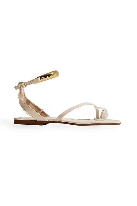 NATI - SANDÁLIA RASTEIRA FEMININA DE DEDO OFF WHITE