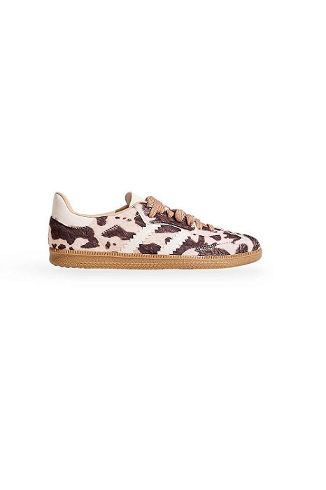OTAVIA - TÊNIS FEMININO CADARÇOS VACA OFF WHITE COM MARROM