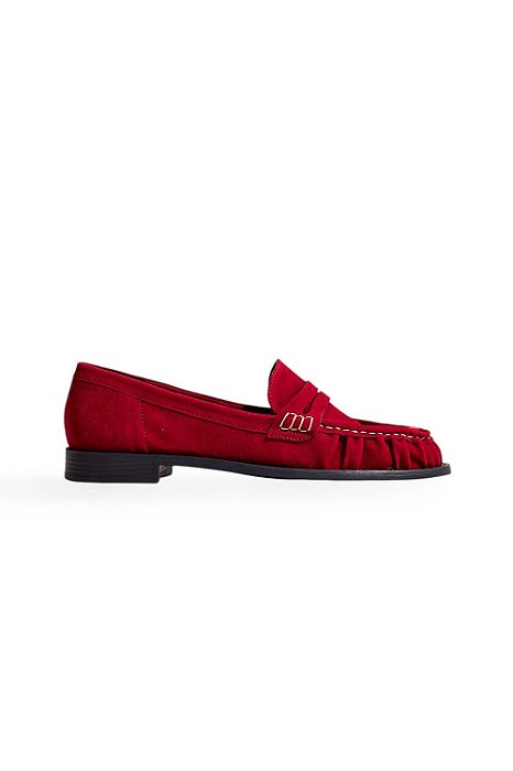NAOKO  - MOCASSIM FEMININO CAMURÇA VERMELHO