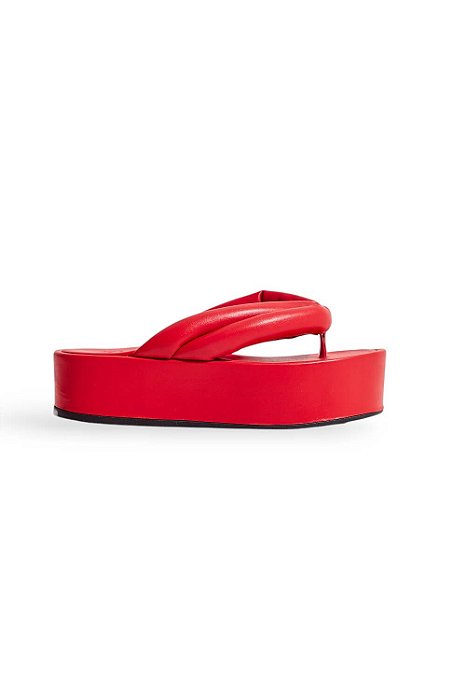 PRÉ VENDA | SAKURA - CHINELO FLATFORM TIRAS PUFFER VERMELHO