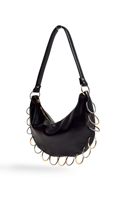 KUROMI  - BOLSA FEMININA OMBRO ARGOLAS COURO PRETA