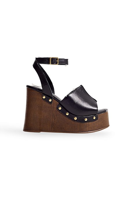 ROXIE - SANDÁLIA PLATAFORMA FEMININA COURO PRETA